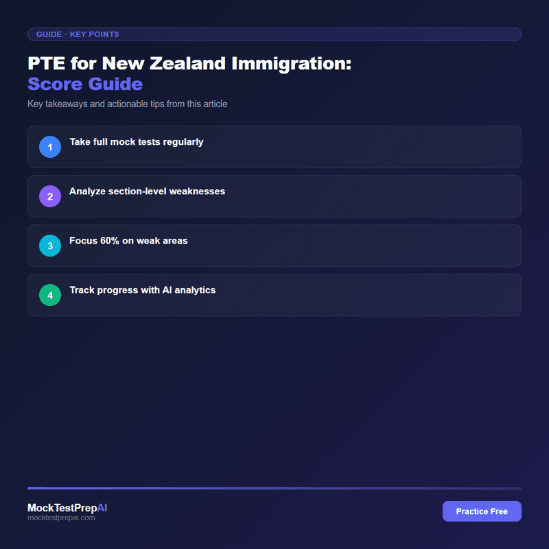 PTE for New Zealand Immigration: Score Guide infographic