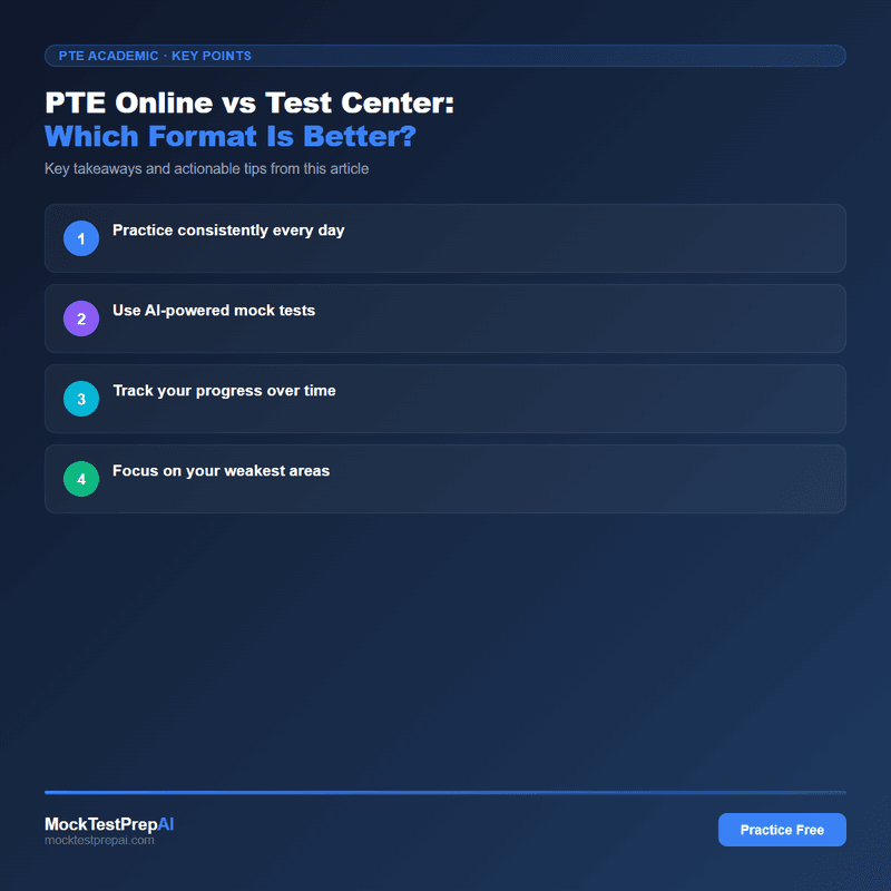 PTE Online vs Test Center: Which Format Is Better? infographic