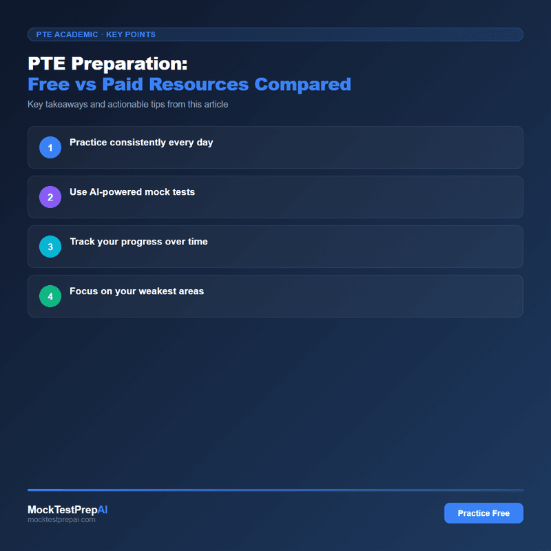 PTE Preparation: Free vs Paid Resources Compared infographic