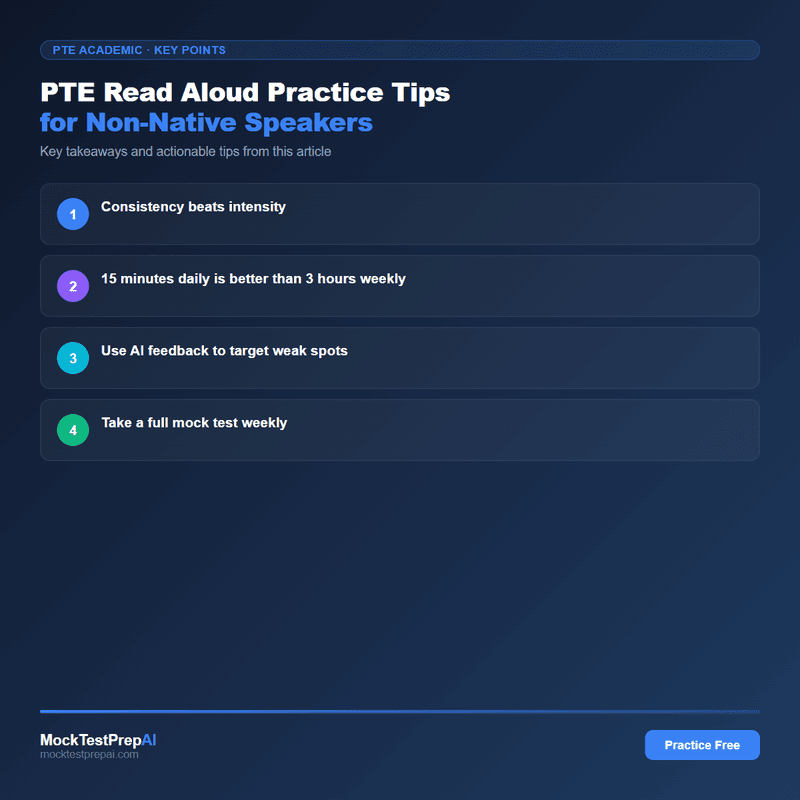 PTE Read Aloud Practice Tips for Non-Native Speakers infographic