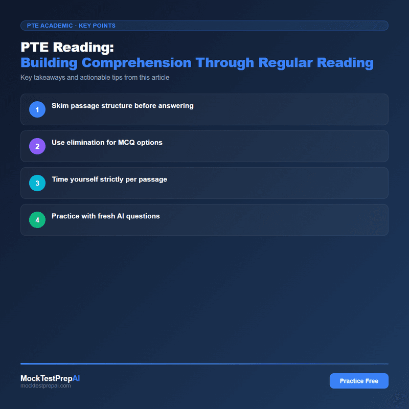 PTE Reading: Building Comprehension Through Regular Reading infographic