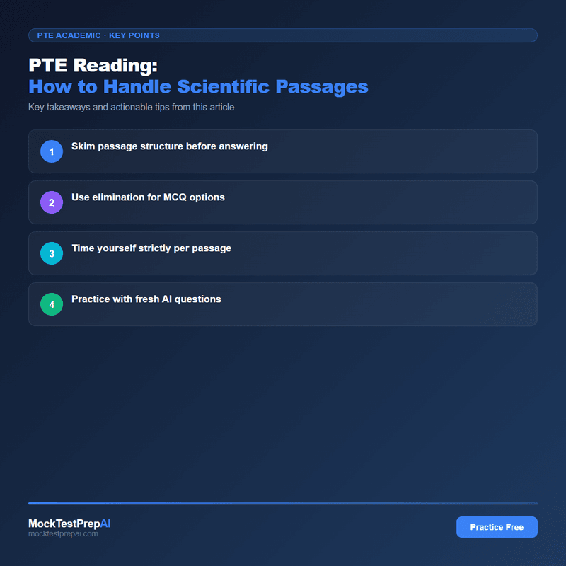 PTE Reading: How to Handle Scientific Passages infographic