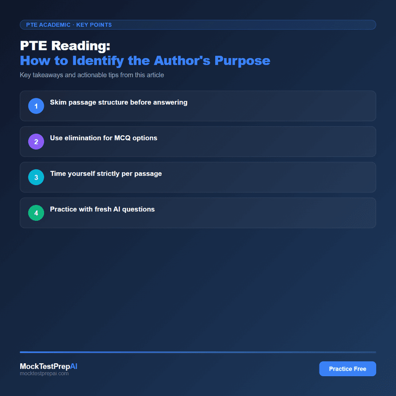 PTE Reading: How to Identify the Author's Purpose infographic