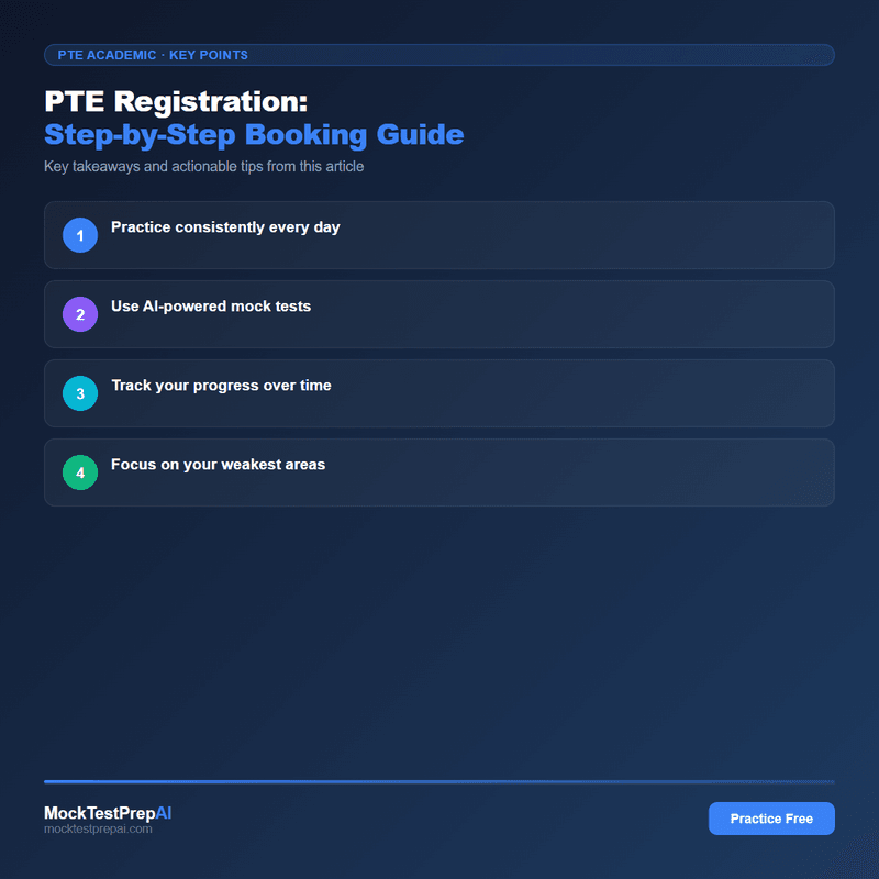 PTE Registration: Step-by-Step Booking Guide infographic