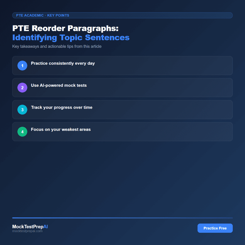 PTE Reorder Paragraphs: Identifying Topic Sentences infographic