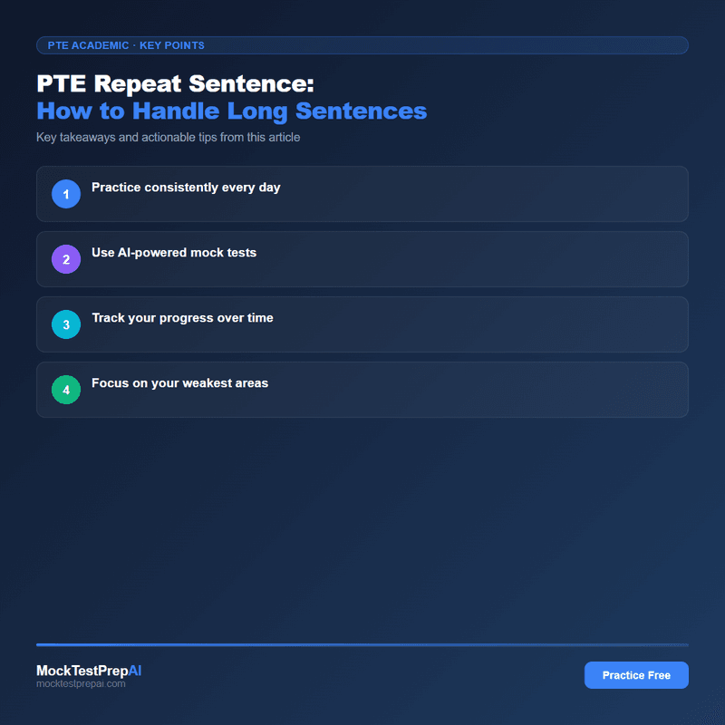 PTE Repeat Sentence: How to Handle Long Sentences infographic