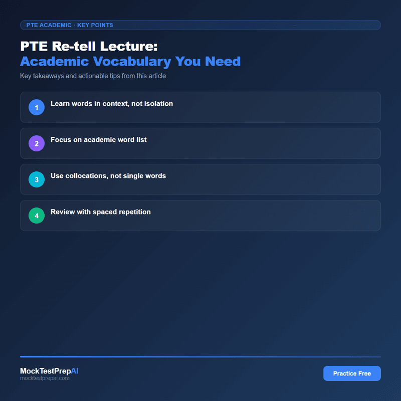 PTE Re-tell Lecture: Academic Vocabulary You Need infographic