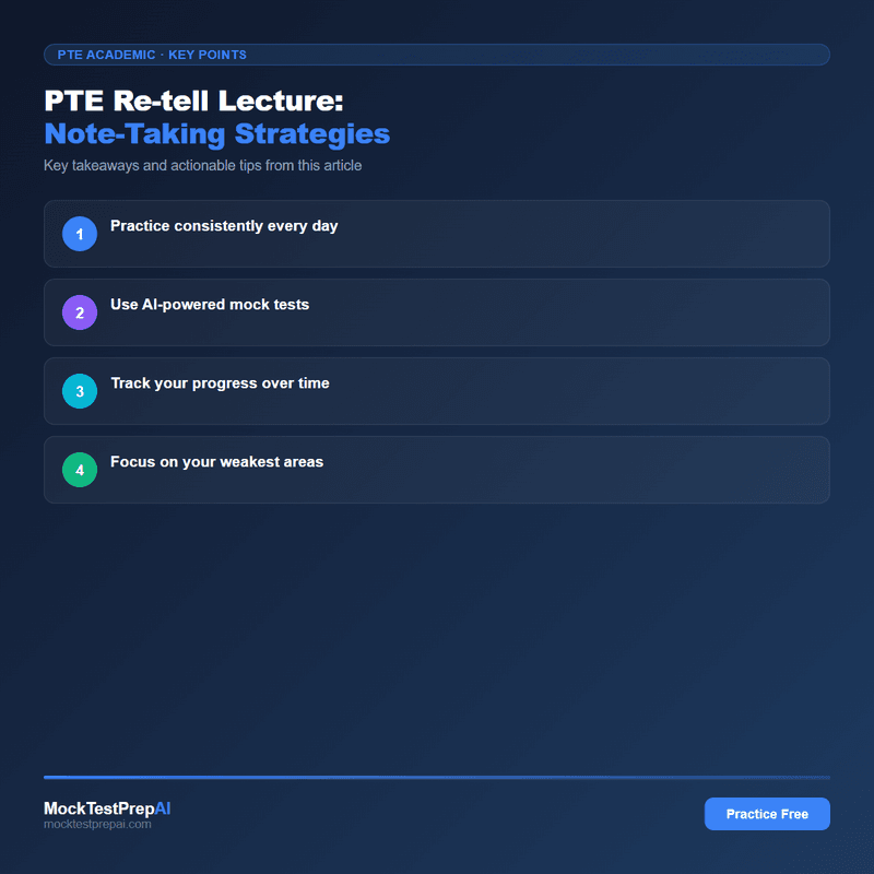 PTE Re-tell Lecture: Note-Taking Strategies infographic