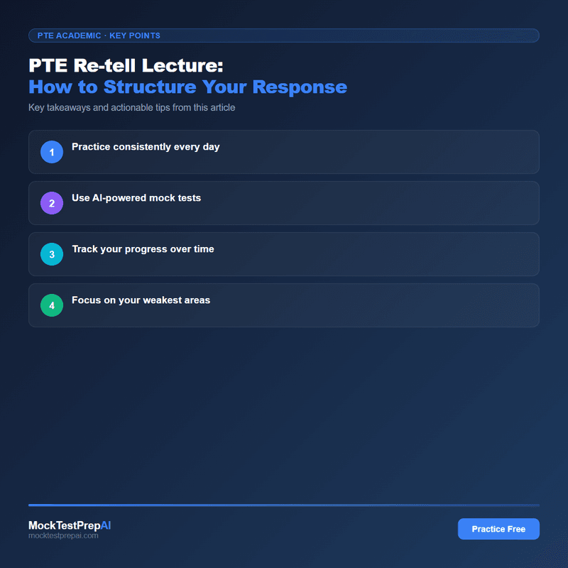 PTE Re-tell Lecture: How to Structure Your Response infographic