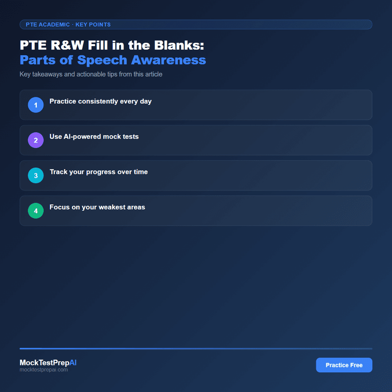 PTE R&W Fill in the Blanks: Parts of Speech Awareness infographic