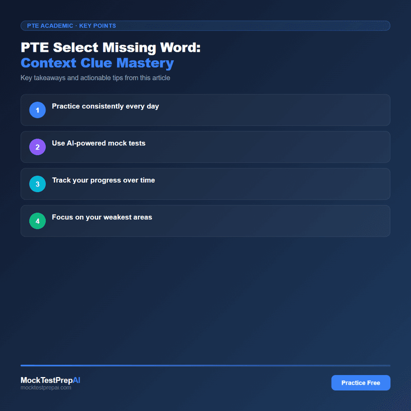 PTE Select Missing Word: Context Clue Mastery infographic