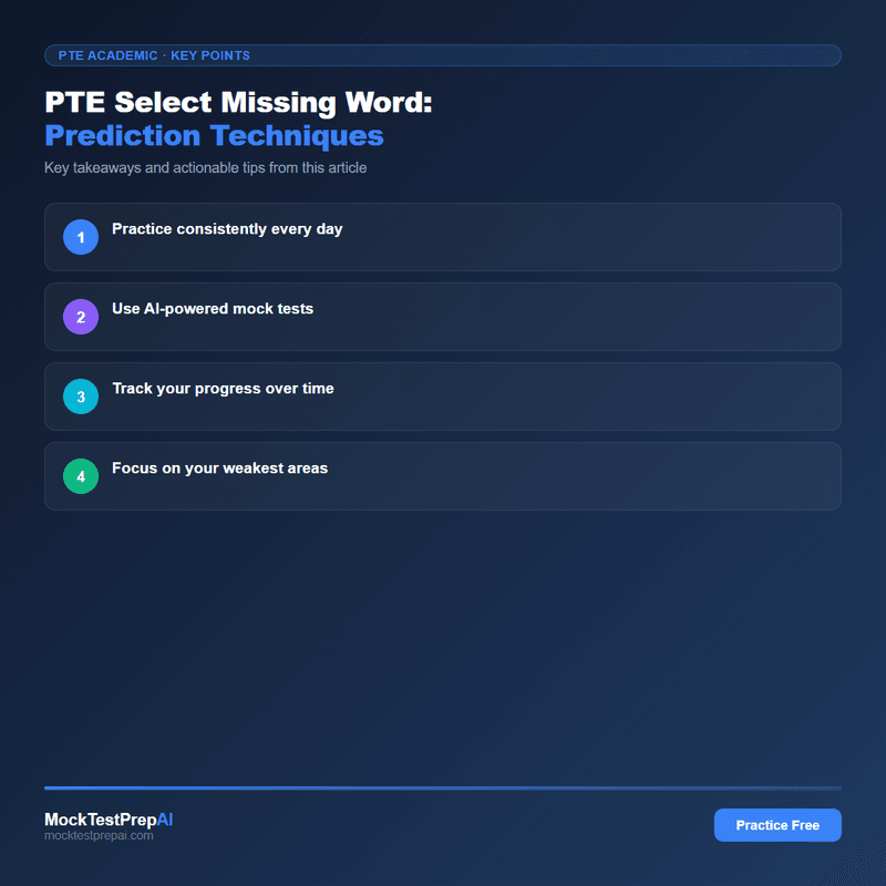 PTE Select Missing Word: Prediction Techniques infographic