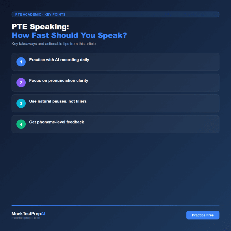 PTE Speaking: How Fast Should You Speak? infographic
