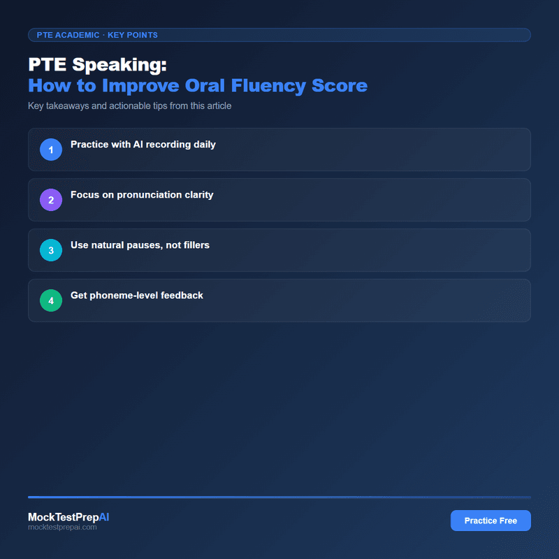 PTE Speaking: How to Improve Oral Fluency Score infographic