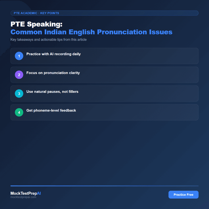 PTE Speaking: Common Indian English Pronunciation Issues infographic