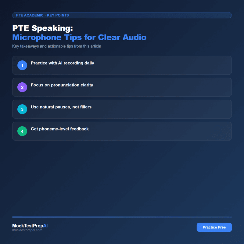 PTE Speaking: Microphone Tips for Clear Audio infographic