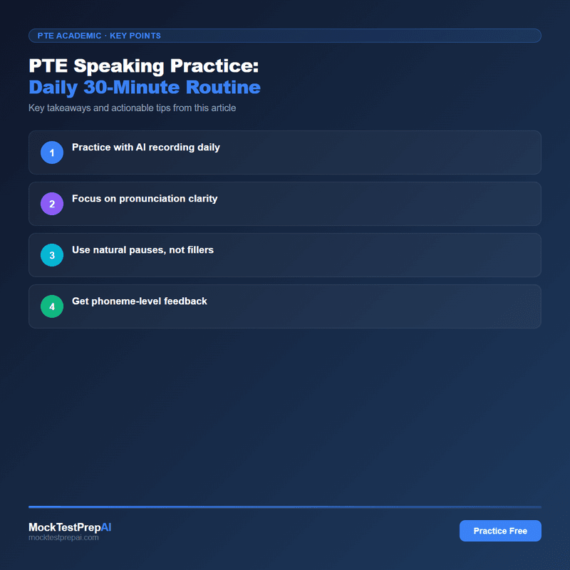 PTE Speaking Practice: Daily 30-Minute Routine infographic