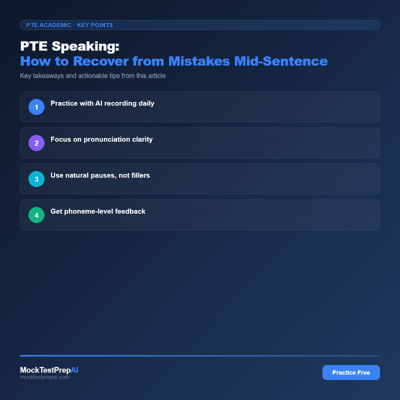 PTE Speaking: How to Recover from Mistakes Mid-Sentence infographic