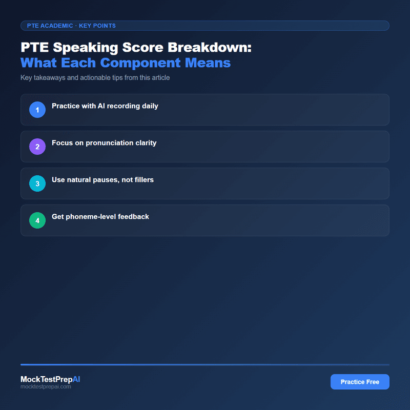 PTE Speaking Score Breakdown: What Each Component Means infographic