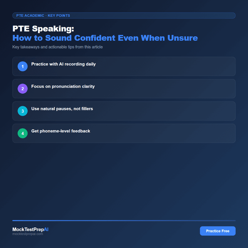 PTE Speaking: How to Sound Confident Even When Unsure infographic