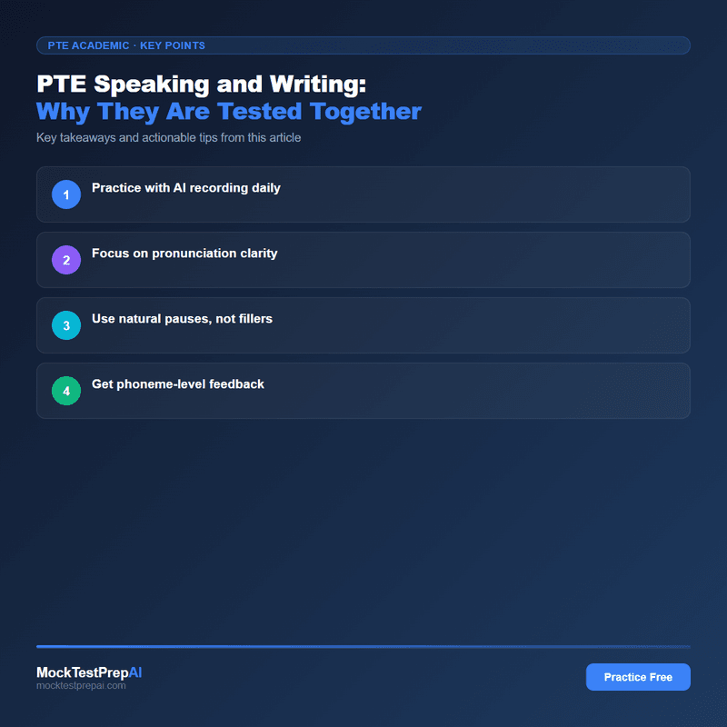 PTE Speaking and Writing: Why They Are Tested Together infographic