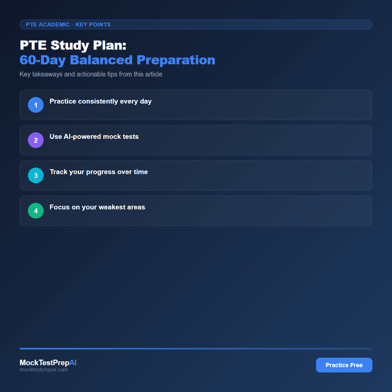 PTE Study Plan: 60-Day Balanced Preparation infographic
