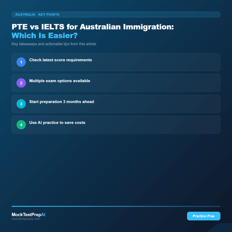 PTE vs IELTS for Australian Immigration: Which Is Easier? infographic