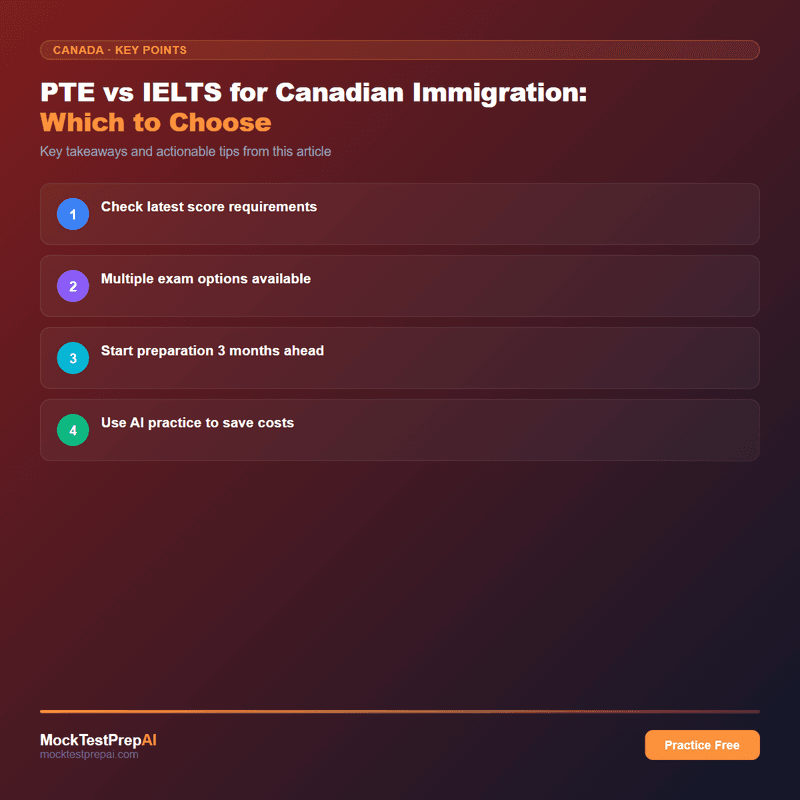 PTE vs IELTS for Canadian Immigration: Which to Choose infographic