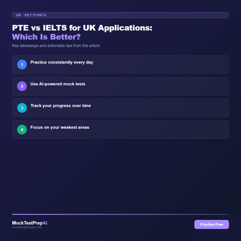 PTE vs IELTS for UK Applications: Which Is Better? infographic