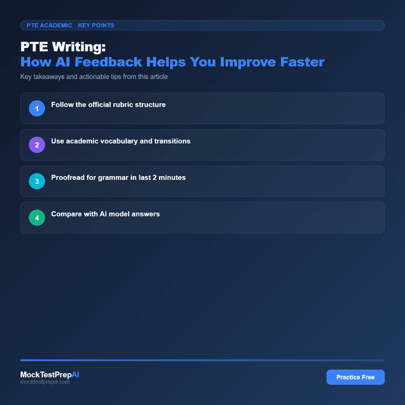 PTE Writing: How AI Feedback Helps You Improve Faster infographic