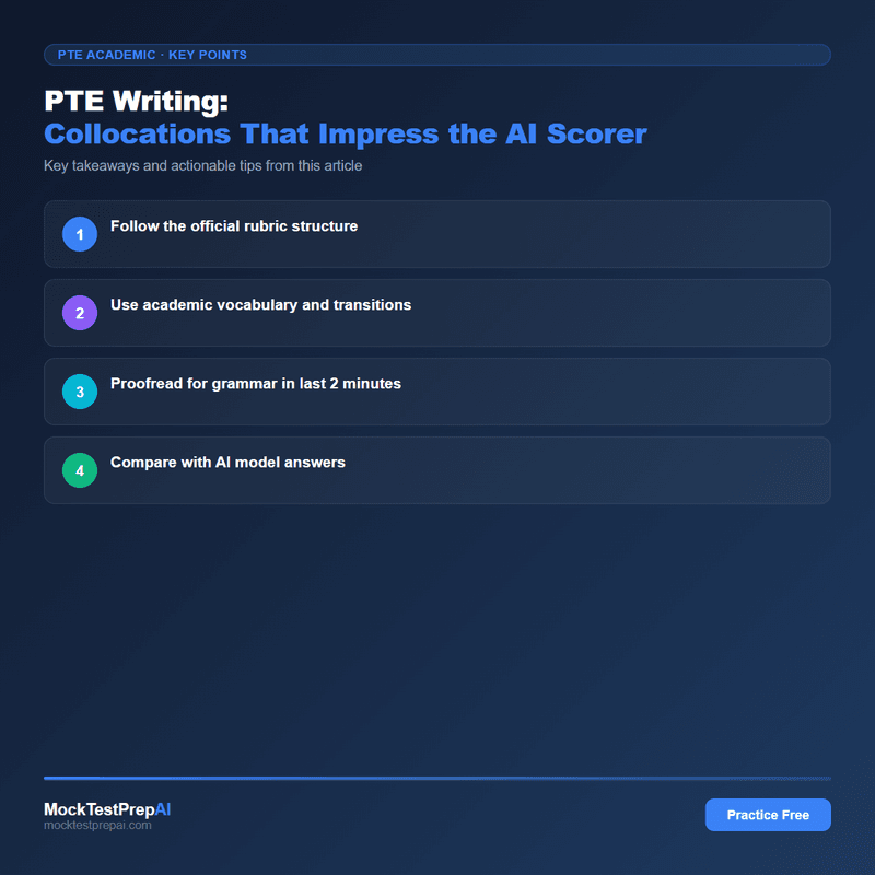 PTE Writing: Collocations That Impress the AI Scorer infographic