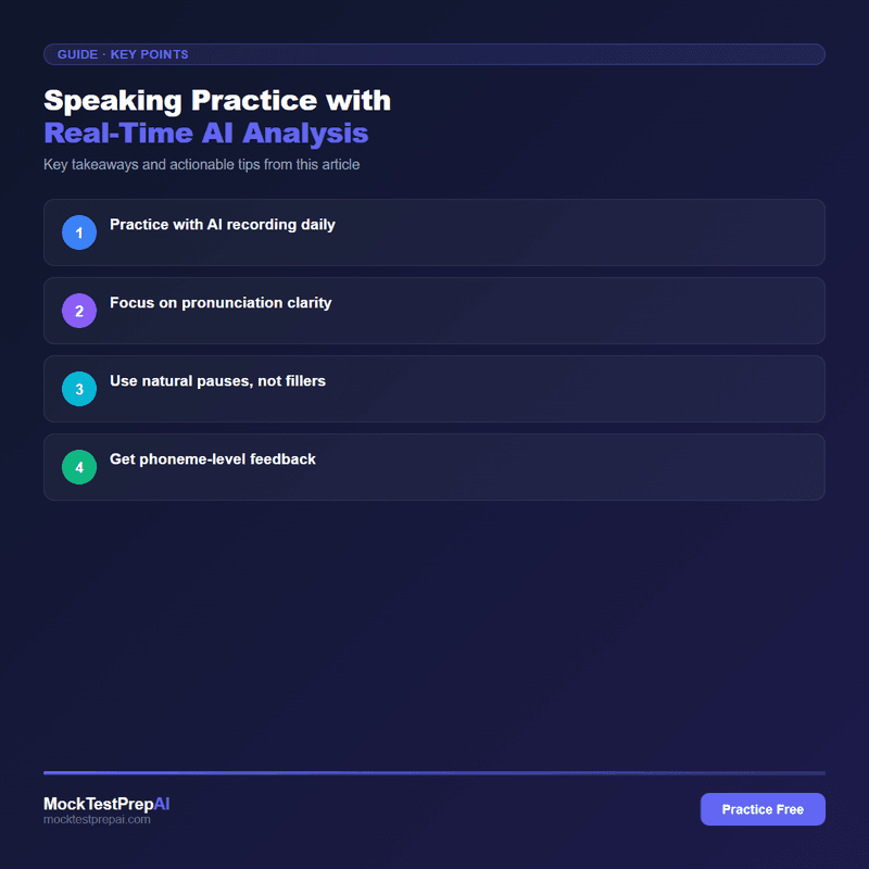Speaking Practice with Real-Time AI Analysis infographic