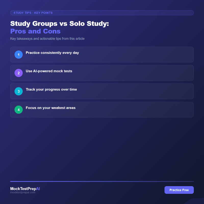 Study Groups vs Solo Study: Pros and Cons infographic