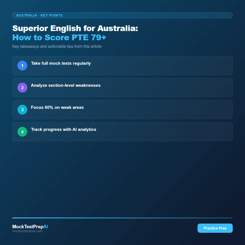Superior English for Australia: How to Score PTE 79+ infographic