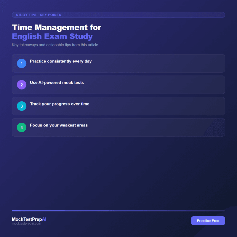 Time Management for English Exam Study infographic
