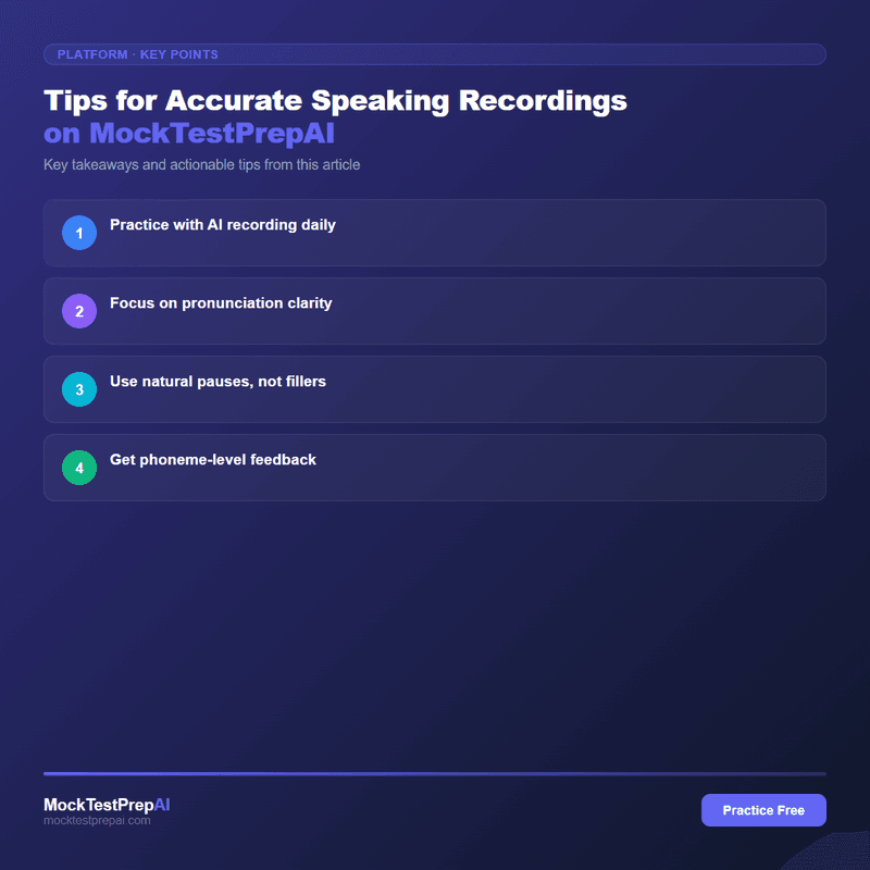 Tips for Accurate Speaking Recordings on MockTestPrepAI infographic