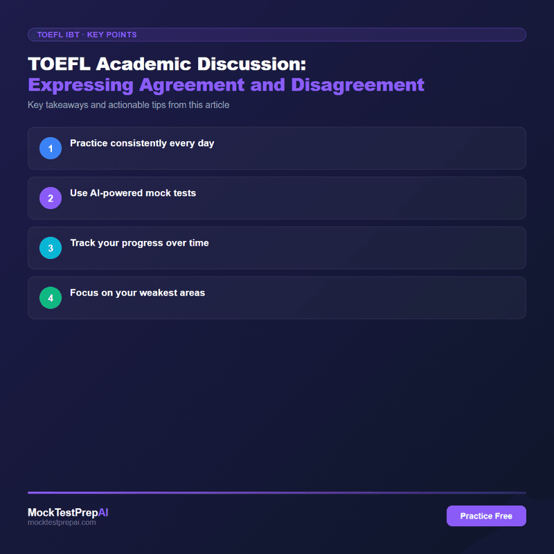TOEFL Academic Discussion: Expressing Agreement and Disagreement infographic