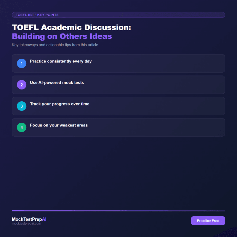 TOEFL Academic Discussion: Building on Others Ideas infographic