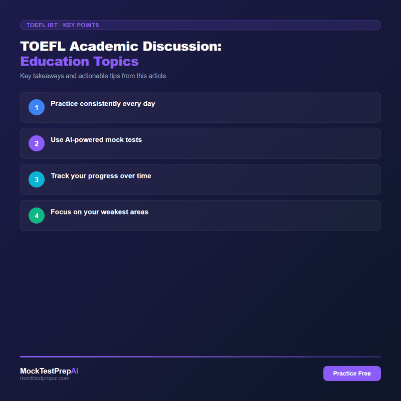TOEFL Academic Discussion: Education Topics infographic