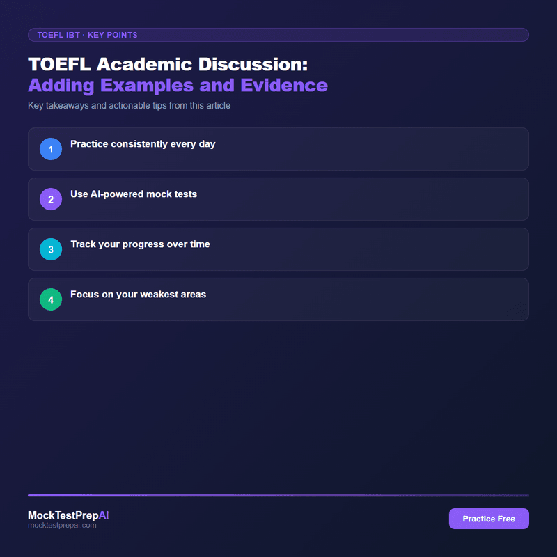 TOEFL Academic Discussion: Adding Examples and Evidence infographic