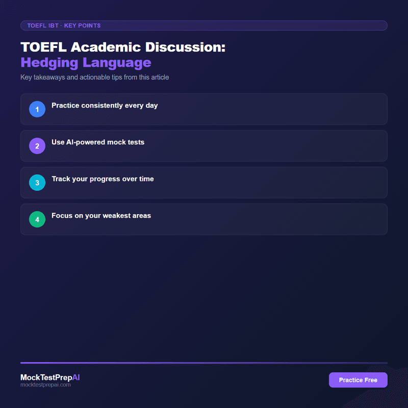 TOEFL Academic Discussion: Hedging Language infographic