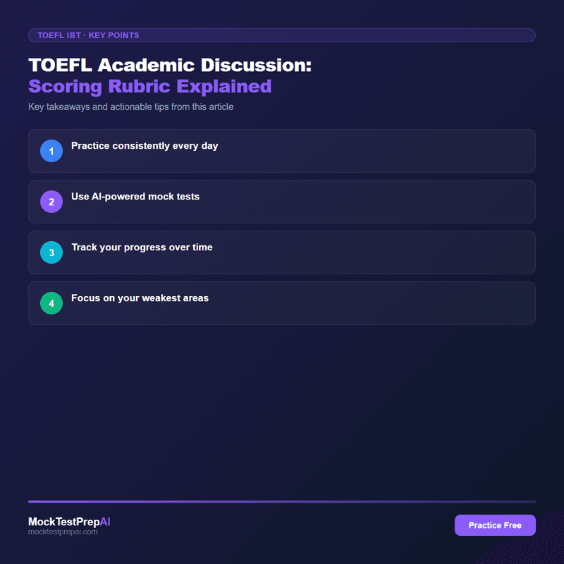 TOEFL Academic Discussion: Scoring Rubric Explained infographic