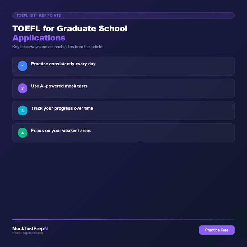 TOEFL for Graduate School Applications infographic