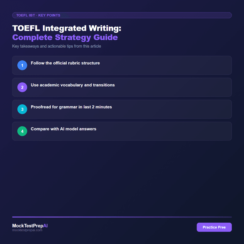 TOEFL Integrated Writing: Complete Strategy Guide infographic