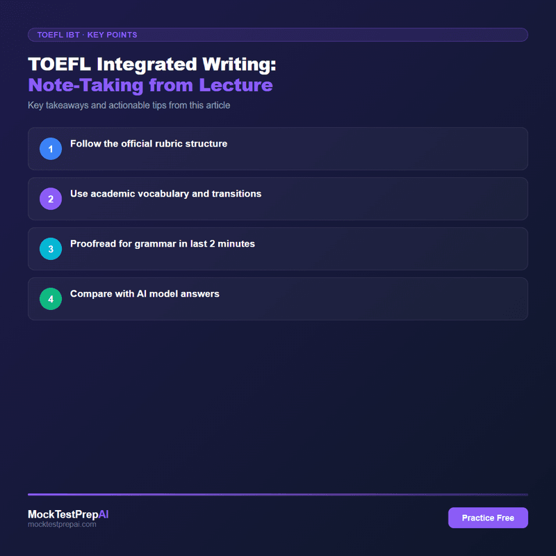 TOEFL Integrated Writing: Note-Taking from Lecture infographic