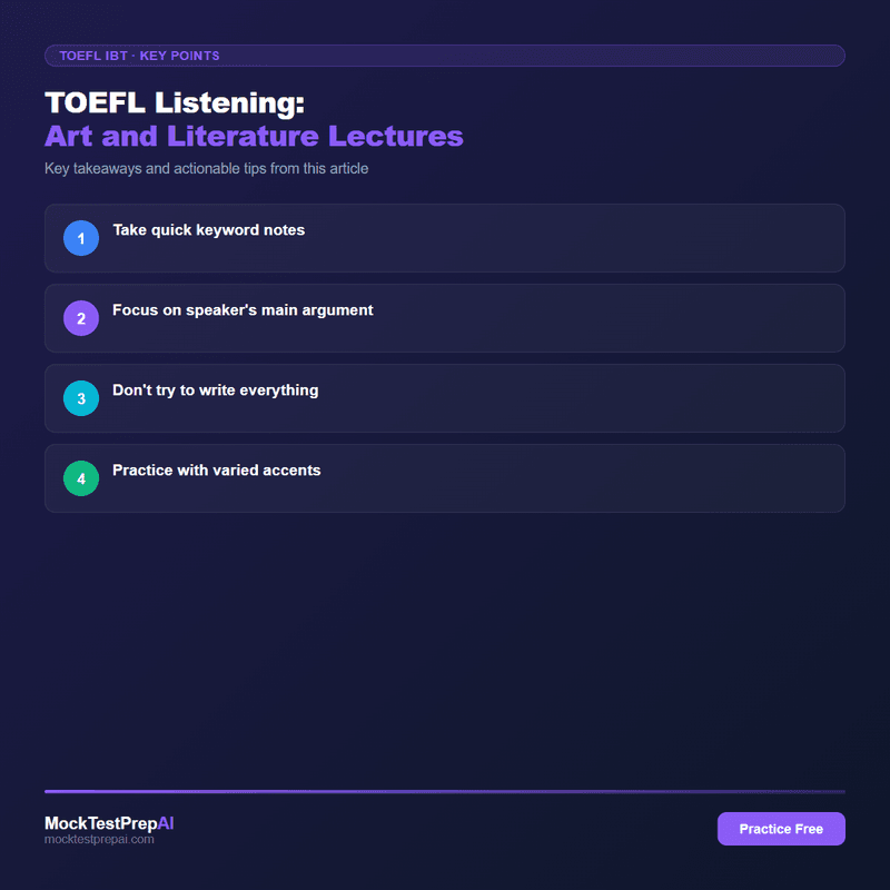 TOEFL Listening: Art and Literature Lectures infographic
