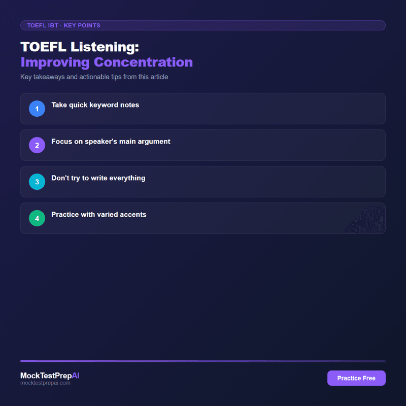 TOEFL Listening: Improving Concentration infographic