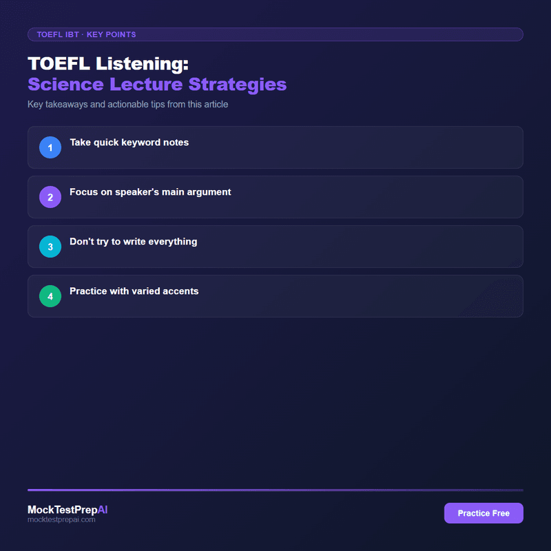 TOEFL Listening: Science Lecture Strategies infographic