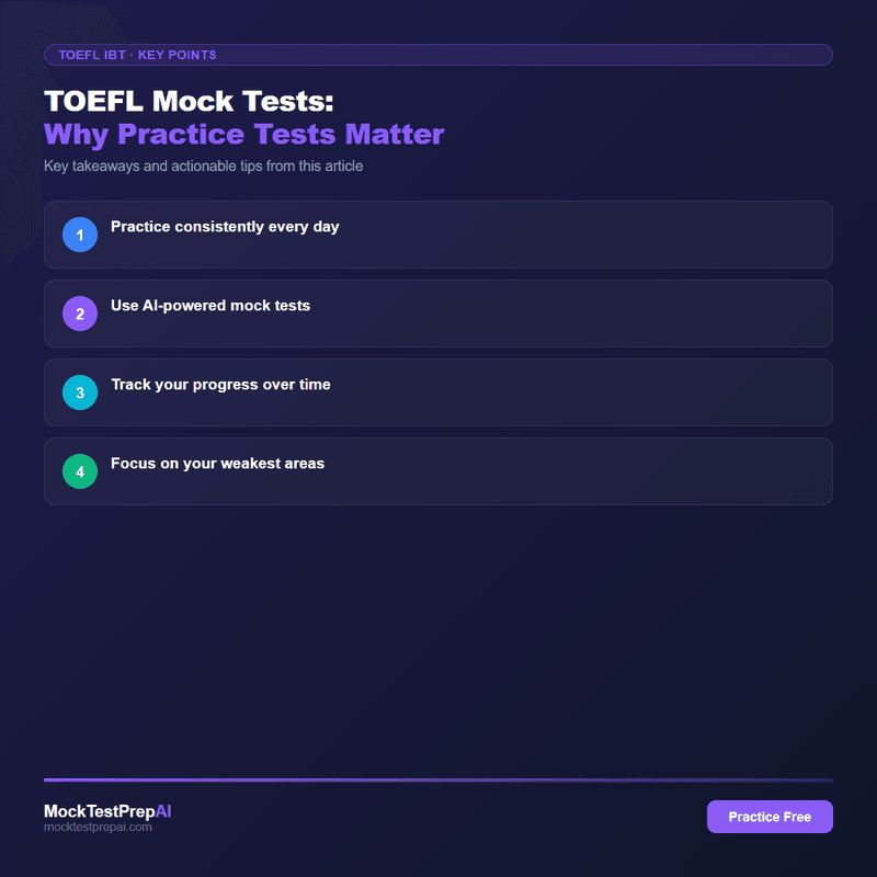 TOEFL Mock Tests: Why Practice Tests Matter infographic