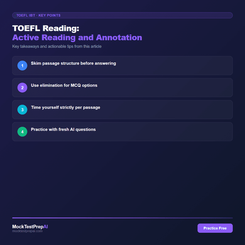 TOEFL Reading: Active Reading and Annotation infographic